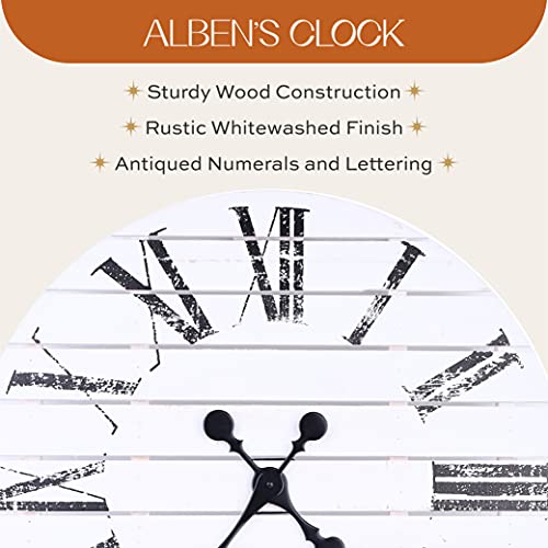 24-inch White Shiplap Farmhouse Clock
