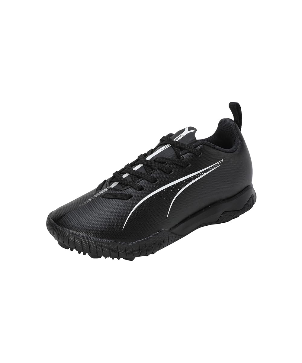 PUMA Unisex Youth Ultra 5 Play TT JR Soccer Shoe, PUMA Black-PUMA White, 12 UK Child