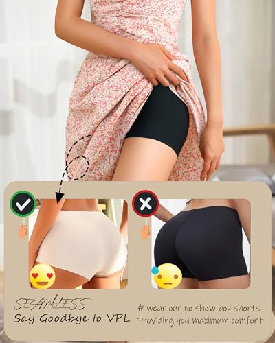 CUTE BYTE Womens Seamless Boy Shorts Underwear Soft Stretch No Show Boxer Shorts Briefs Panties for Ladies 4 Packs2