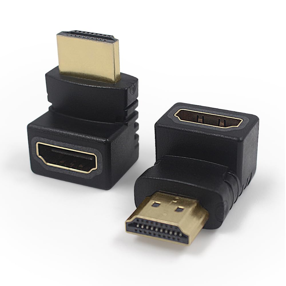 HDMI L字変換アダプター HDMIオスtoメス角度変換 18Gbps高速伝送 3D対応 金メッキ Deear L字型 4K対応 60Hz HDアダプター テレビ/モニター/プロジェクター/ゲーム機などに対応 90度*1個+270度*1個 2個入り