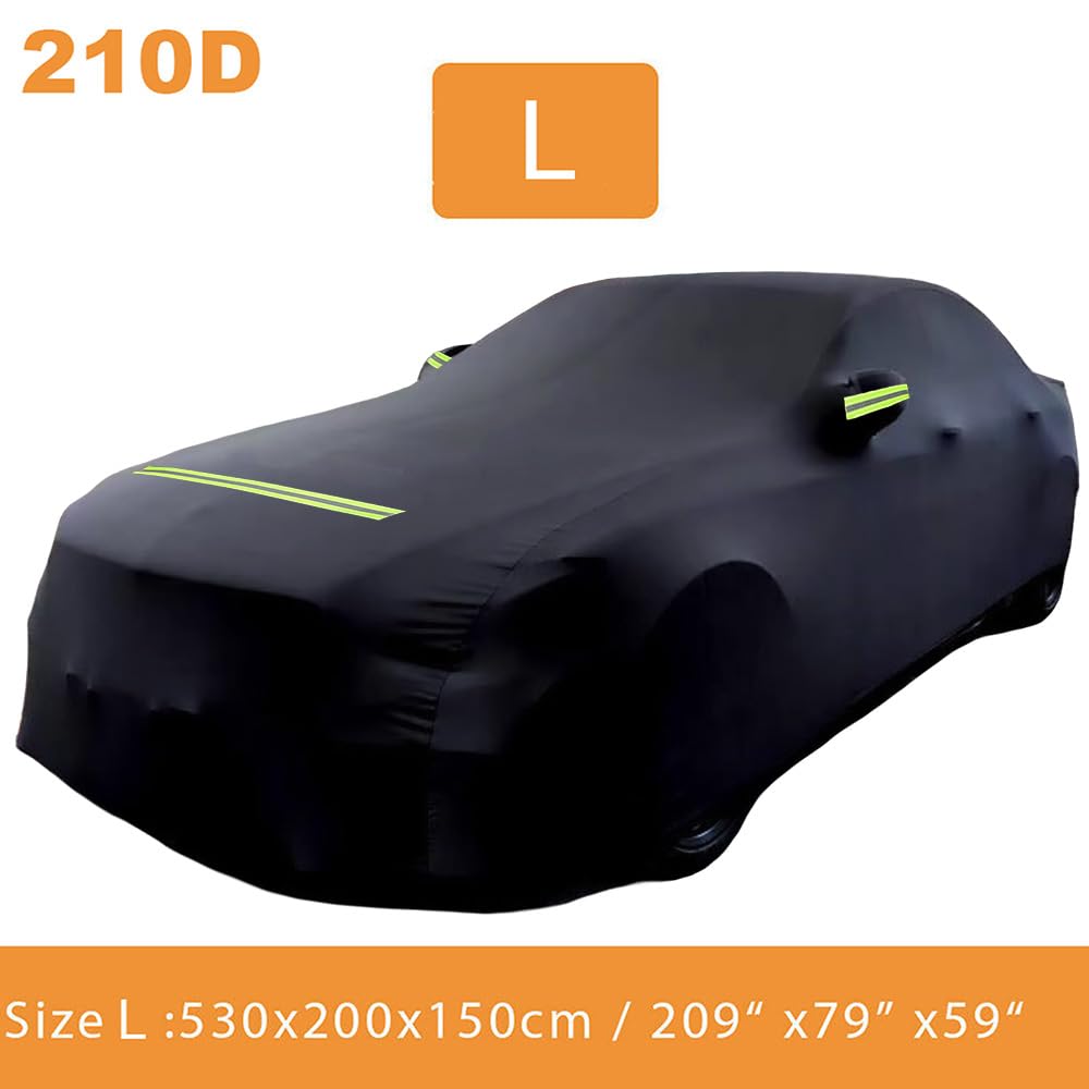 Autoabdeckung Winter Vollgarage Auto Abdeckplane Staubdicht Wasserdicht Autohülle Autoplane Schwarz Car Cover Sedan Autohülle für 420-530 (530×200×150cm)