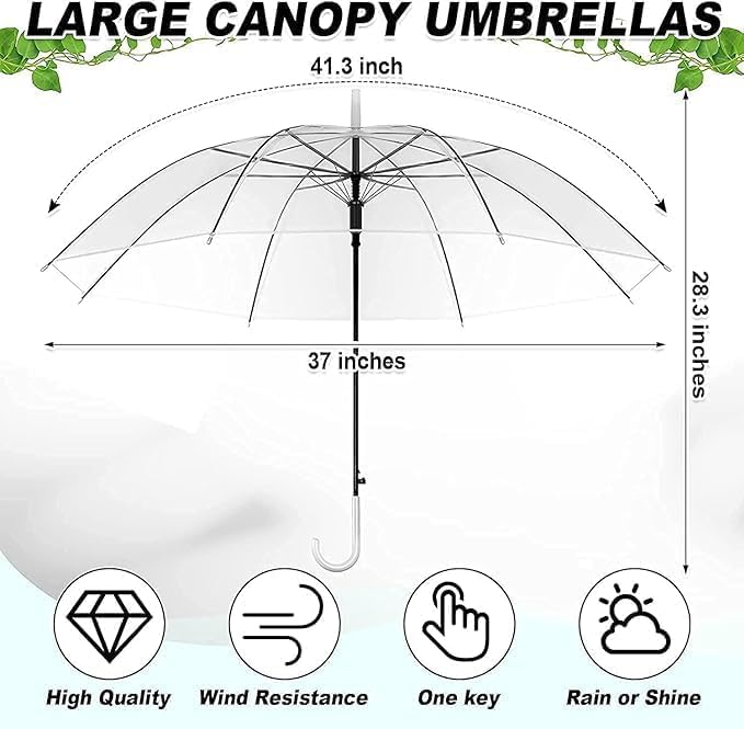 Image of Clear Transparent, Durable Wind-Resistant Umbrella | Special For Windproof Umbrella for Outdoor Events Rain-Decoration (White)