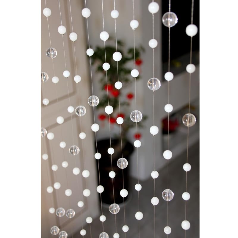 Rideau En Perles De Cristal Rideau de perles arrangement irrégulier rideau de cristal de verre transparent blanc décoration intérieure de la maison rideau de porte Pour Maison, Salon, Chambre à Couche