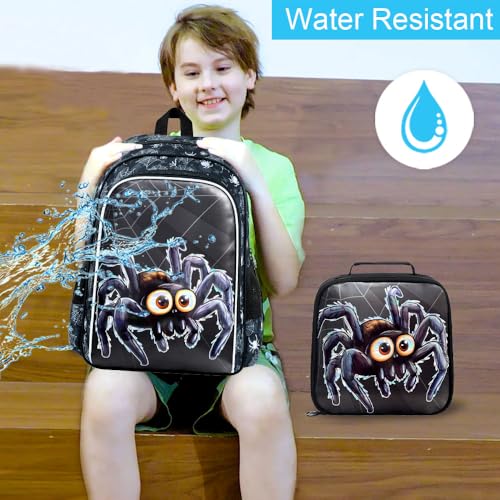 Image of CCJPX 3PCS Kids Backpack for Boys, 16 Inch Spider Water Resistant Preschool Bookbags, Cool Elementary Kindergarten School Backpacks and Lunch Box