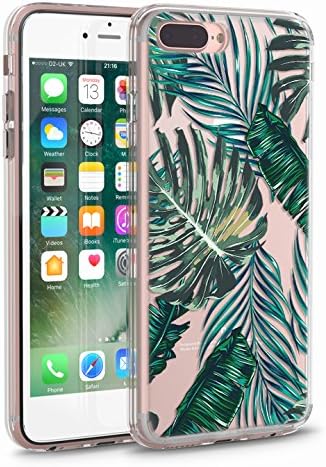 iPhone 7 Plus Case, iPhone 8 Plus Clear Case, CASESOCIETY Tropical Leaves Clear Design Printed on Slim Plastic Case TPU Bumper Rubber Protective Cover for Apple iPhone 7 Plus and 8 Plus (5.5 Inch)