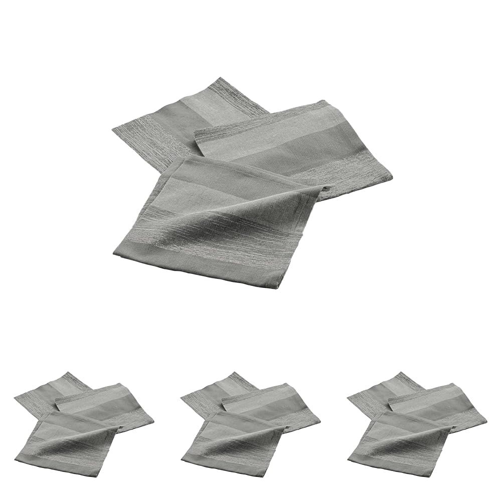 Serviettes de table en coton tissé Eldora gris et fils métallisés scintillants