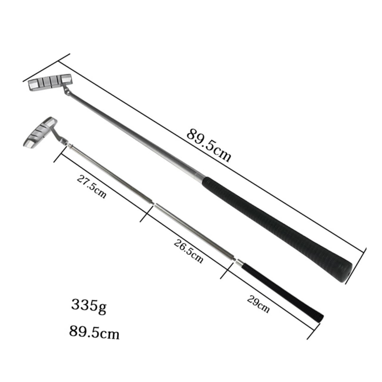 POPETPOP Golf Putter Set Right Hand Aluminum Alloy Push Rod Detachable Rods Kit Silver