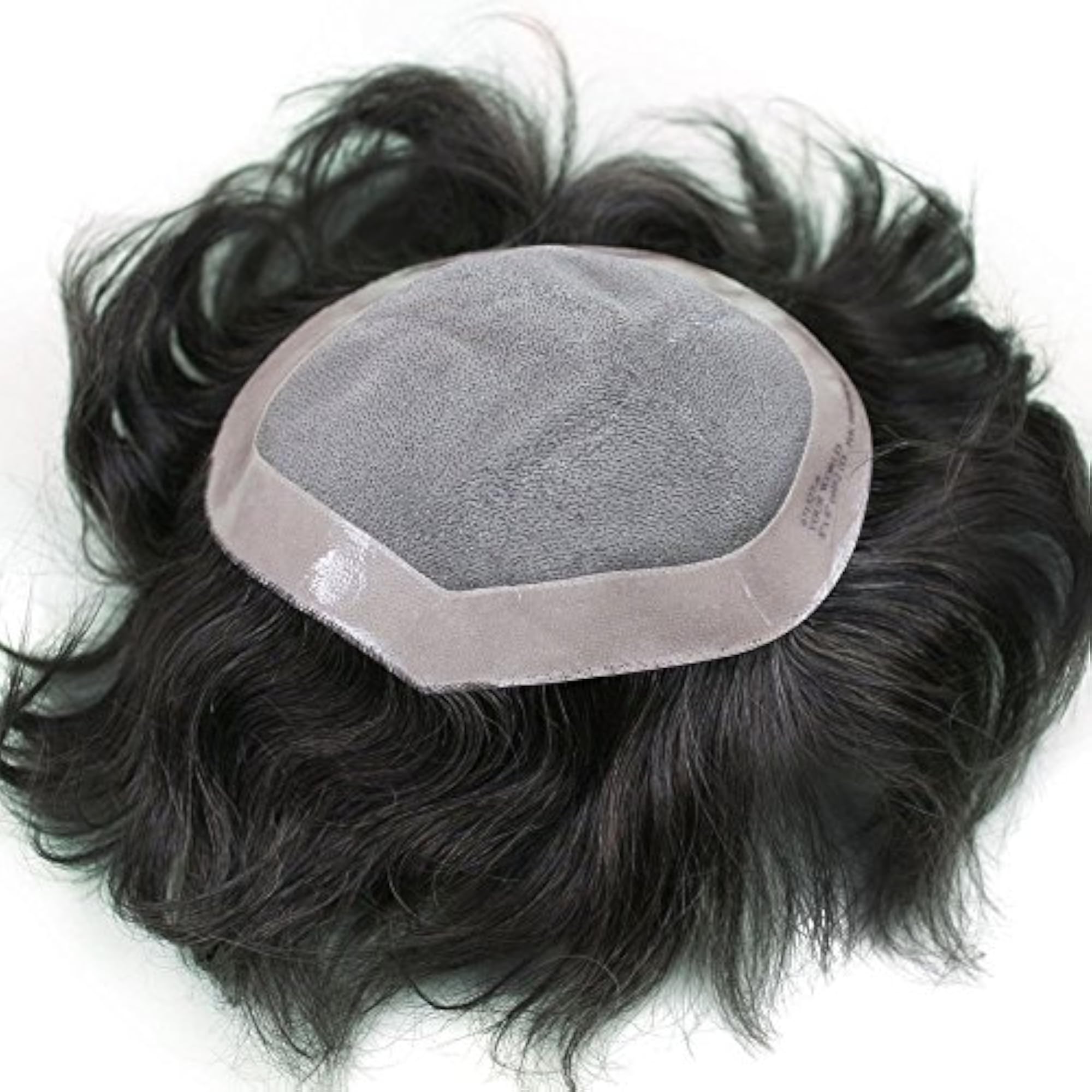 Monofilament Medium Density Human Hair Patch Toupee for Men, Black