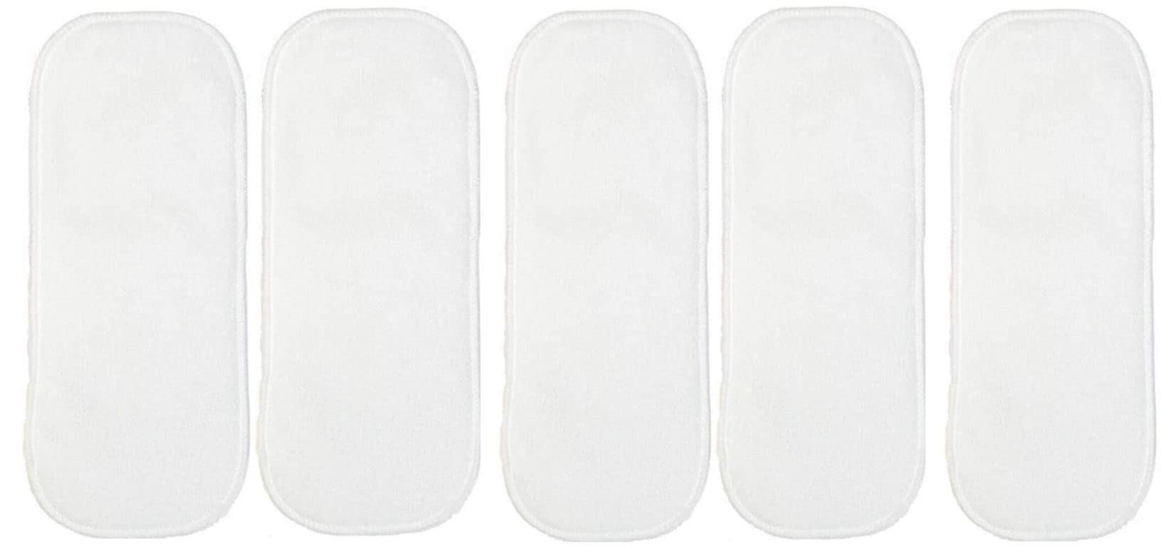 Pack of 6 White Bamboo Charcoal Inserts Liners Pads(5 Layers) Wetfree Washable Reusable Adjustable Cotton Diaper Nappy Inserts Natures Cloth Diaper Liners For Baby Reusable Cloth Diapers(0-24 Months)-image-30