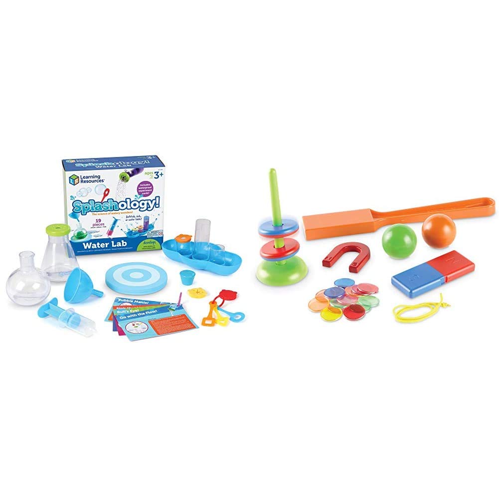 Learning Resources Splashology! Water Lab Science Kit, STEM Playtime, Water Activities, 19 Pieces, Ages 3+ & STEM Explorers: Magnet Movers, 39 Pieces