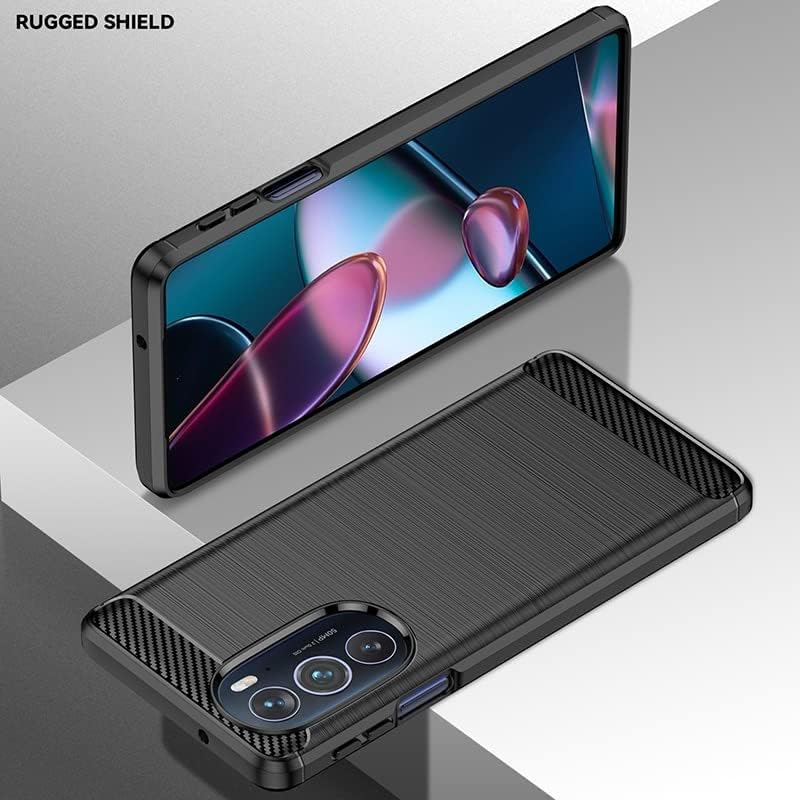 Image of NPRC Hybrid Ultra Slim Protective Case TPU Non-Slip Carbon Fiber Texture Shockproof Case Cover for Moto Edge 30 Pro - Black