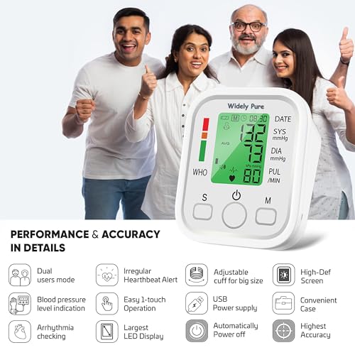 Image of Widely Pure Fully Automatic Digital Blood Pressure Monitor With Intellisense Technology With 4 Battries and USB Type C Cable Powered For Most Accurate Measurement