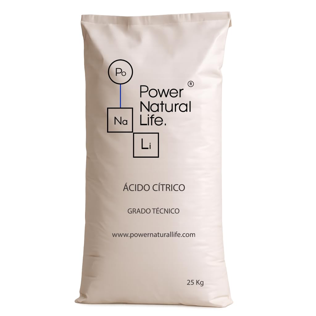 Ácido Cítrico en Polvo | Power Natural Life | Saco 25 kg | Uso Técnico e Industrial | Regulador de pH y Agente de Procesado