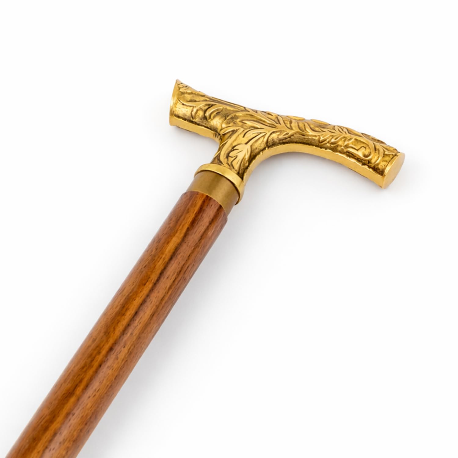 ITOS365 Premium Wooden Walking Stick for Men & Women | Detachable 3-Piece Cane with Brass Designer Handle | Travel-Friendly Support Stick with Anti-Slip Rubber Tip 1