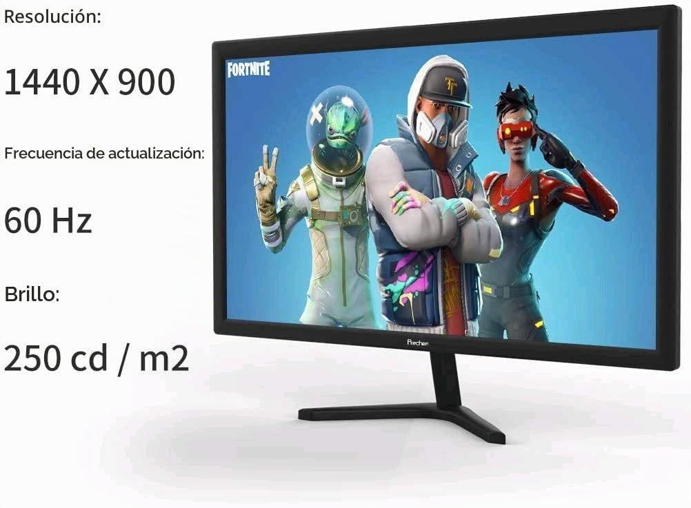 Monitor PC, 19 Pulgadas 1440x900 con Interfaz HDMI y VGA, Brillo 250 CD/m² | Gaming Monitor 60 Hz con Altavoces Integrados, para PS3 / PS4 / Xbox/PC
