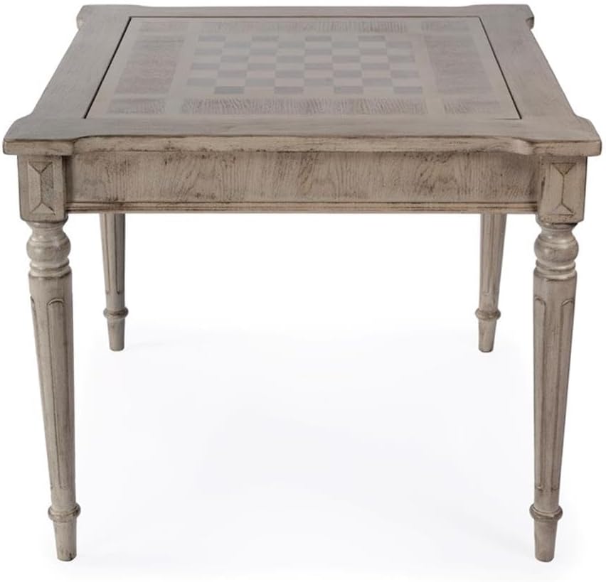 Beaumont Lane Transitional Multi-Game Card Table, 36" x 36", Driftwood Finish, Poplar Hardwood and Veneer, Includes Chess, Checkers, Blackjack, Backgammon Boards, Cup Holders, Indoor Game Room Table