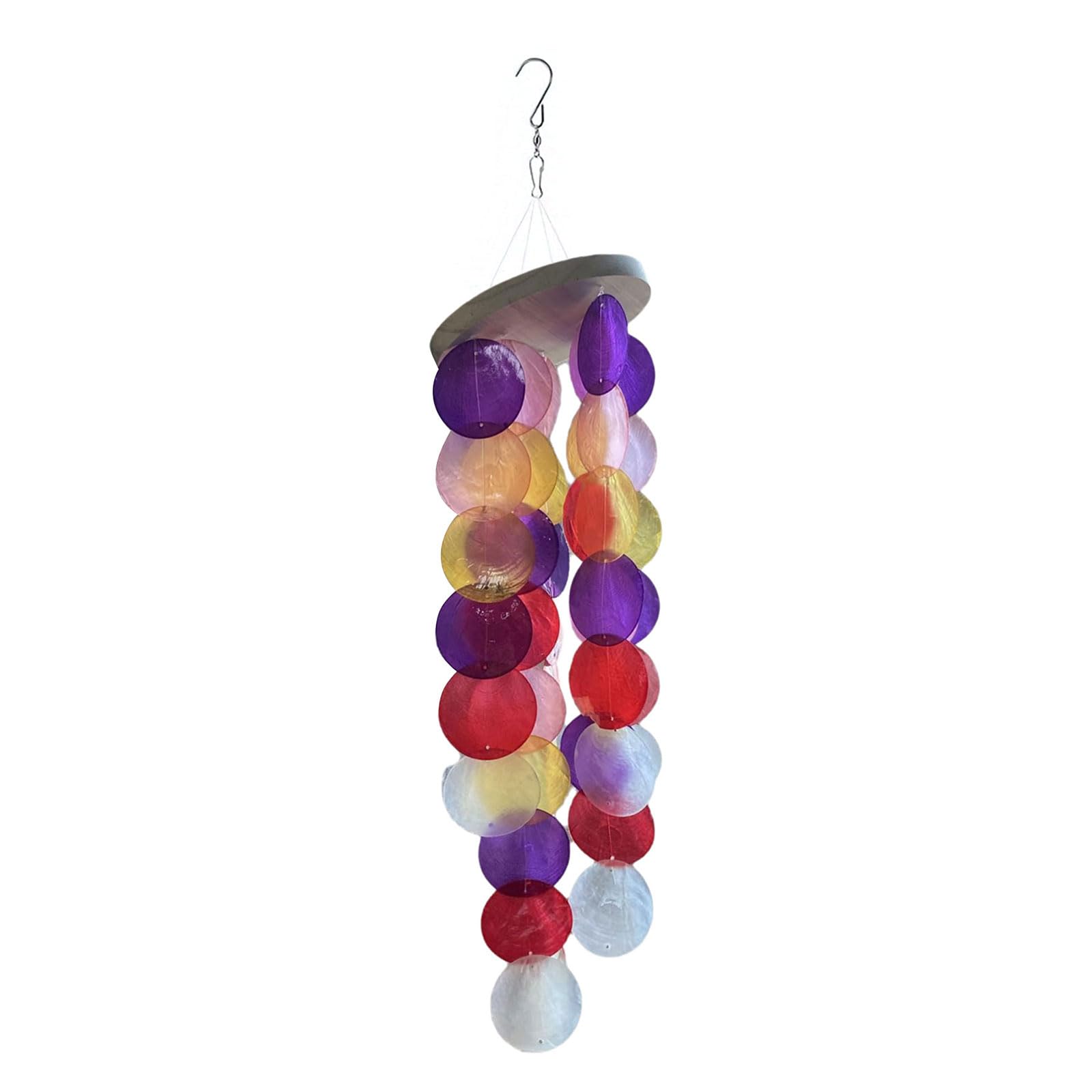 Rainbow Capiz Shell Windchimes for Indoor and Outdoor Setting Coastal Styles Windchime Hanging Decoration Ornament Rainbow Capiz Shells