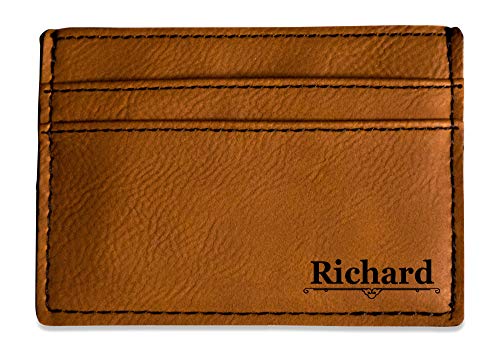 Monogrammed Leather Money Clip, Personalized Leather ID Card holder, Men's Money Clip Gift, Credit Card Custom Wallet, Money Clip for Dad, Money Clip for HusbandGift for Brother