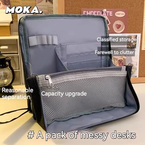 Image of BDYQYNYW Large Capacity Standing Pencil Case, Ultra-Spacious Organizer with Phone Stand, comes with 5 Pens and Notepad Clip (Beige)