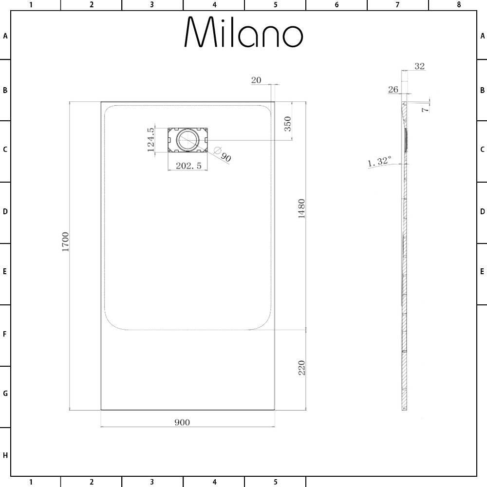 Milan 900 X 700mm Matt Black Corner Entry Shower Enclosure Rectangular Sliding Door 6mm Safety Tempered