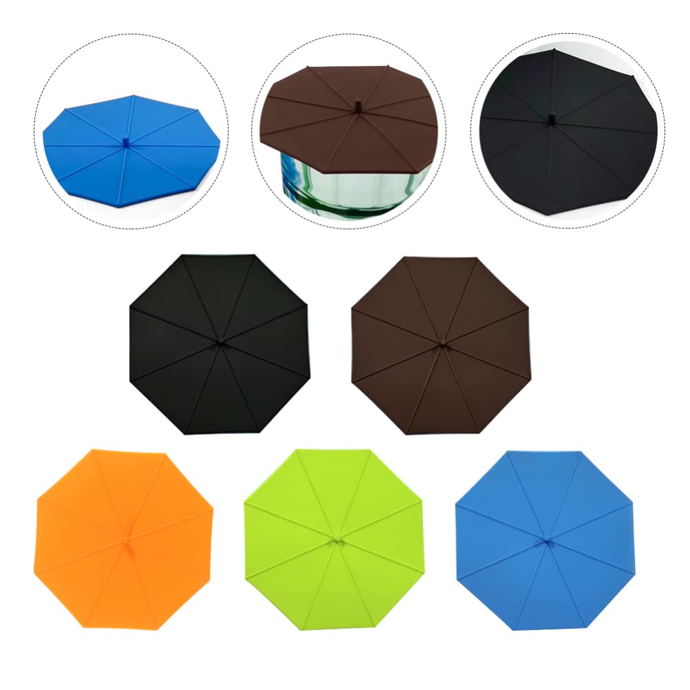 BESTonZON 5 Stücke Silikon Tasse Deckel Becher Abdeckungen Regenschirm Glasabdeckung Anti Becherdeckel Tassendeckel Silikondeckel für Tassen Becher Trinkgläser Schüssel