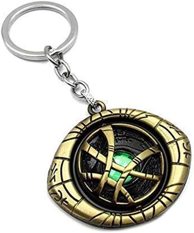 AG Moto Avenger Super Hero Metal Doctor strange eye of Agamotto Rotating Limited Edition Trendy Metal key chain key ring for Bike Car Home Keychain Golden Color