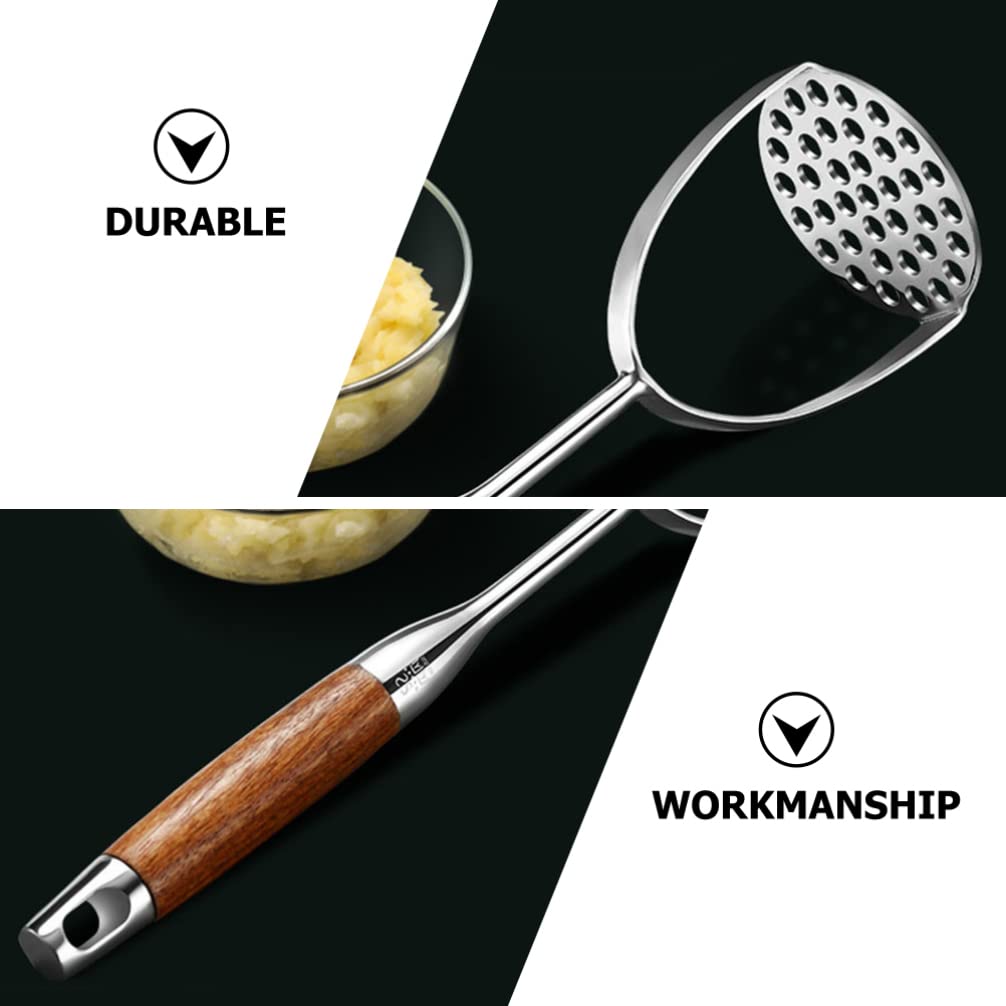 Hochleistungs-Kartoffelstampfer aus Edelstahl mit Holzgriff, professioneller Kartoffelstampfer, Kartoffelstampfer, Küchenwerkzeug for Bohnen, Gemüse, Obst, Avocado, Fleisch/1295