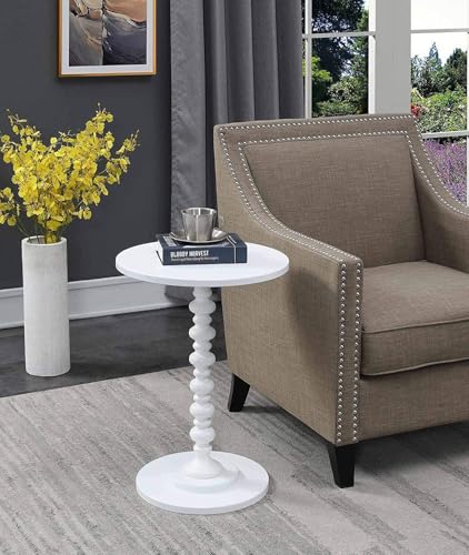 Image of VASIL MART Wooden Round Bed Side Table End Table, Side Table, Night Stand Beah Table for Living Room Bedroom (White)