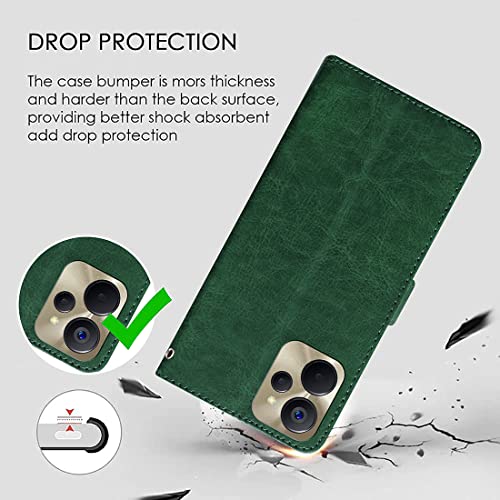 Image of Flip Cover Back Case for Realme 9i 5G | Premium Leather Finish | Inbuilt Pockets & Stand | Flip Cover Back Case for Realme 9i 5G (Green)
