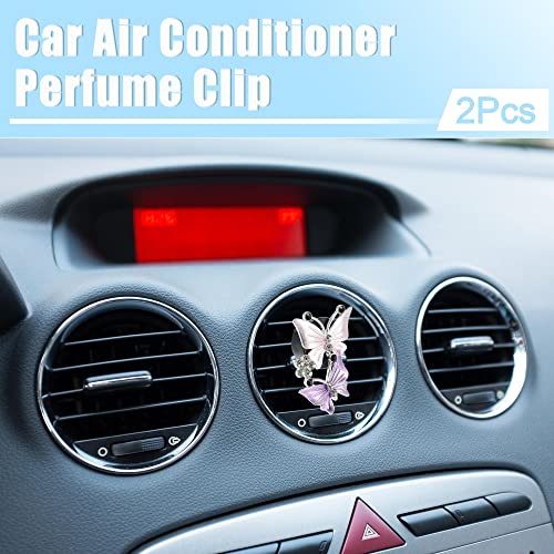 Image of X AUTOHAUX Car Butterfly Shape Clips for Air Conditioner Outlet Vent Decorations Clip Pink 4 Pcs