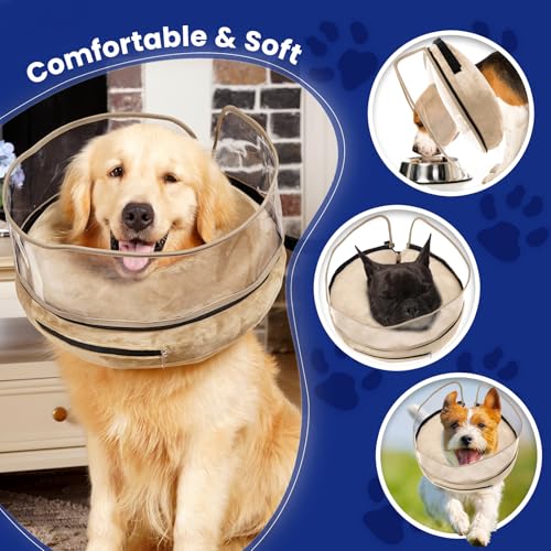 Image of BARKLESS Dog Cone, Inflatable Dog Cone After Surgery for Large Breeds, Soft Surgery Collar with Enhanced Anti-Licking Guard Shield for Pets, Patented Protective Donut Collar
