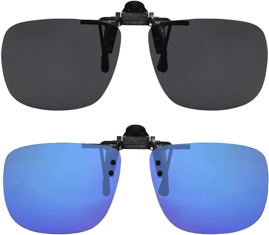 Success Eyewear Clip On Sunglasses Flip Up Polarized Sunglasses Clip onto Eyeglasses Over Prescription Glasses Case Included