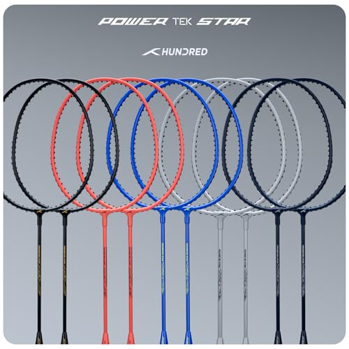 Hundred Powertek Star Set of 2 Strung Badminton Racket with Full Cover (Black) 7 51zmHBdVsaL
