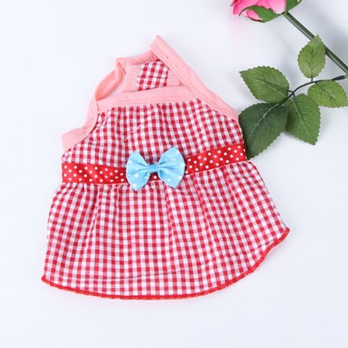 Pretty Red Bow Dog Dress Summer Dog Skirt Dog Dress Cat Dog T-shirt Clothing for Small Dogs Size XL