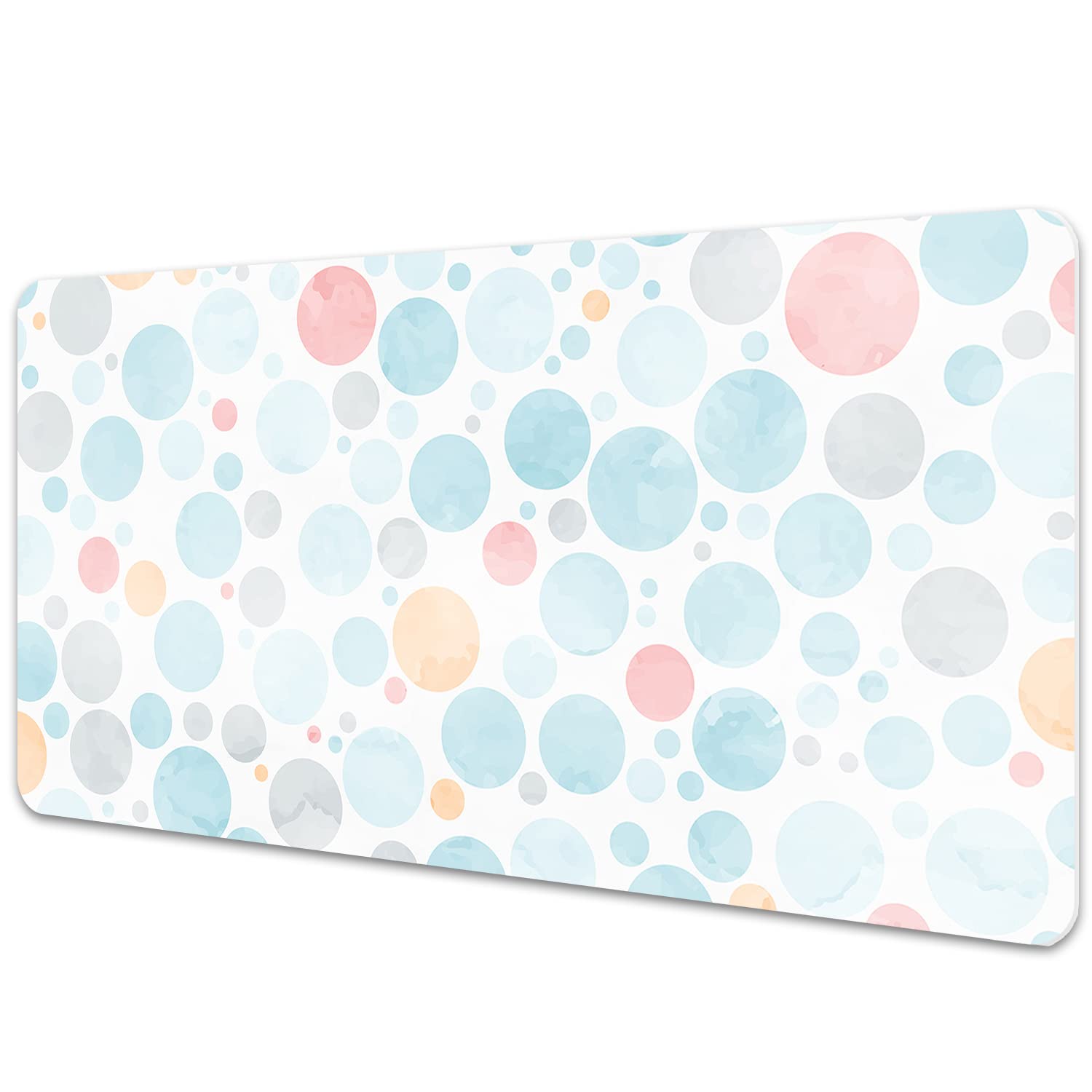 Sous-main de Bureau 45x90 cm Imperméable Facile à Nettoyer Bords Arrondis pour L’espace de Travail Vinyle PVC Protection des Surfaces Idéal à la Maison Antidérapante - Points pastel