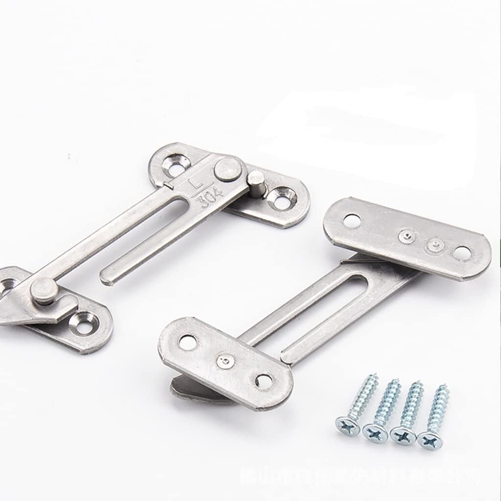 Cierres de Seguridad para Ventanas, 4 Uds limitador de Acero Inoxidable Gancho Ventana Izquierda y Derecha Cierre Seguridad for bebé con Tornillos, Plata