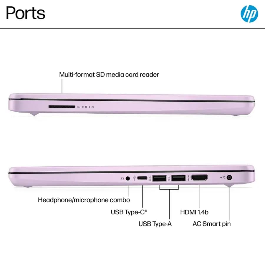Image of HP 14 Laptop for Business and Students • 14 inch Anti-Glare Display • Intel 4-Core N150 Processor • Copilot AI • Windows 11 Pro • 16GB RAM • 128GB UFS • Wi-Fi 6 • Honey Lavender