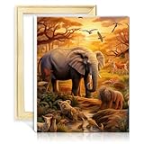 Photo Gallery liheqing kit per dipingere con i numeri, pittura a olio fai da te con animali africani, con 3 pennelli e colori acrilici, immagine per decorazione della casa, regalo, senza cornice (60 x 75 cm)