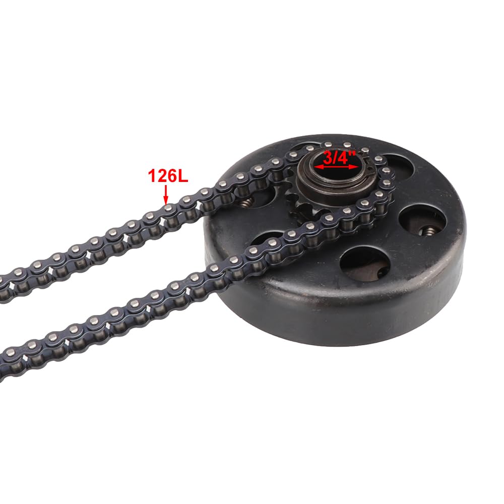 Frizione automatica centrifuga a 16 denti, 16T, foro 3/4" e 20 mm con catena n. 219, adatta for mini moto, go-kart e parti del motore da corsa.(Set B)