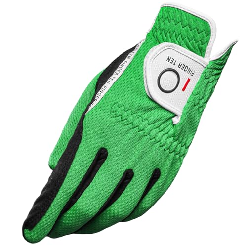 FINGER TEN Men’s Golf Glove Left Hand Rain Grip Pack,