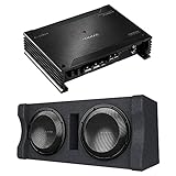 Kenwood X502-1 eXcelon 500-Watt @ 2 Ohms Class D Subwoofer Amplifier | Plus Excelon P-XW1221D Ported 2-ohm Dual Loaded Enclosure with Two 12' Subwoofers