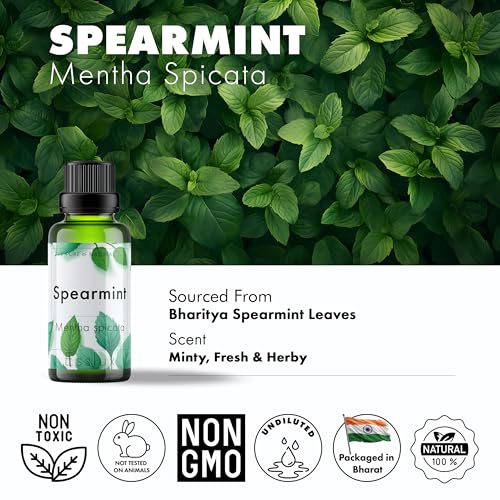 Image of Esslux Spearmint Essential Oil - Pure & Natural Undiluted for Aromatherapy & Skin Therapeutic Grade Oil (Undiluted & Uncut - 100% Virgin) - Massage, Candle Making (Spearmint, 120 ML)