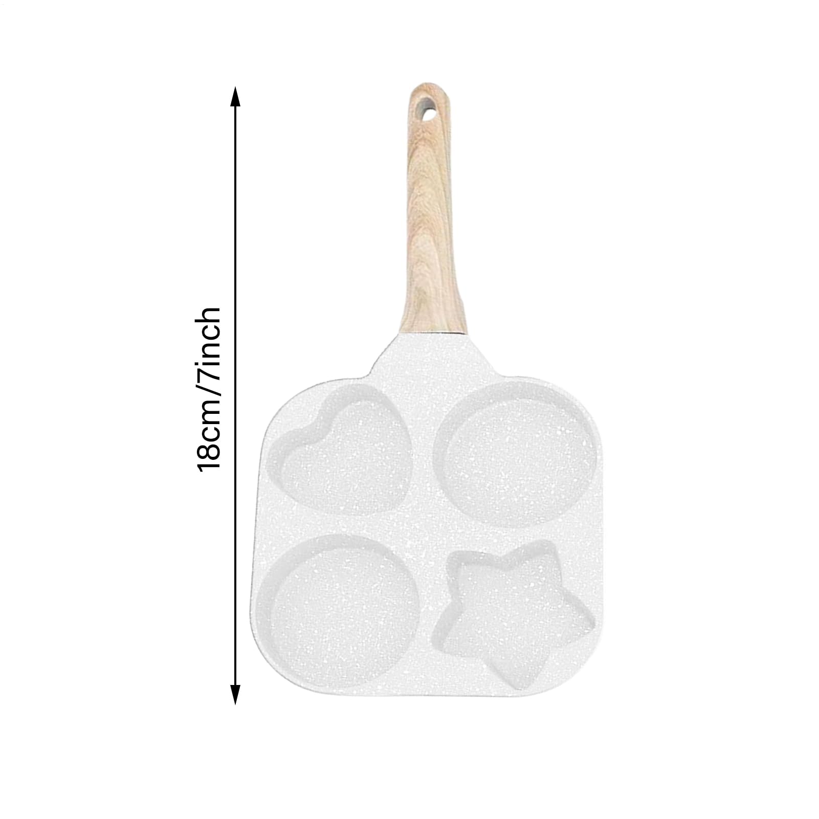 Genérico Sarten Tortitas De 4 Agujeros, Non-stick Sarten Huevo Frito, Para 4 Huevos, Con Corazón Y Estrella Puntas, Aleación Aluminio, Ideal Para Cocinas Y Inducción, 18cm,