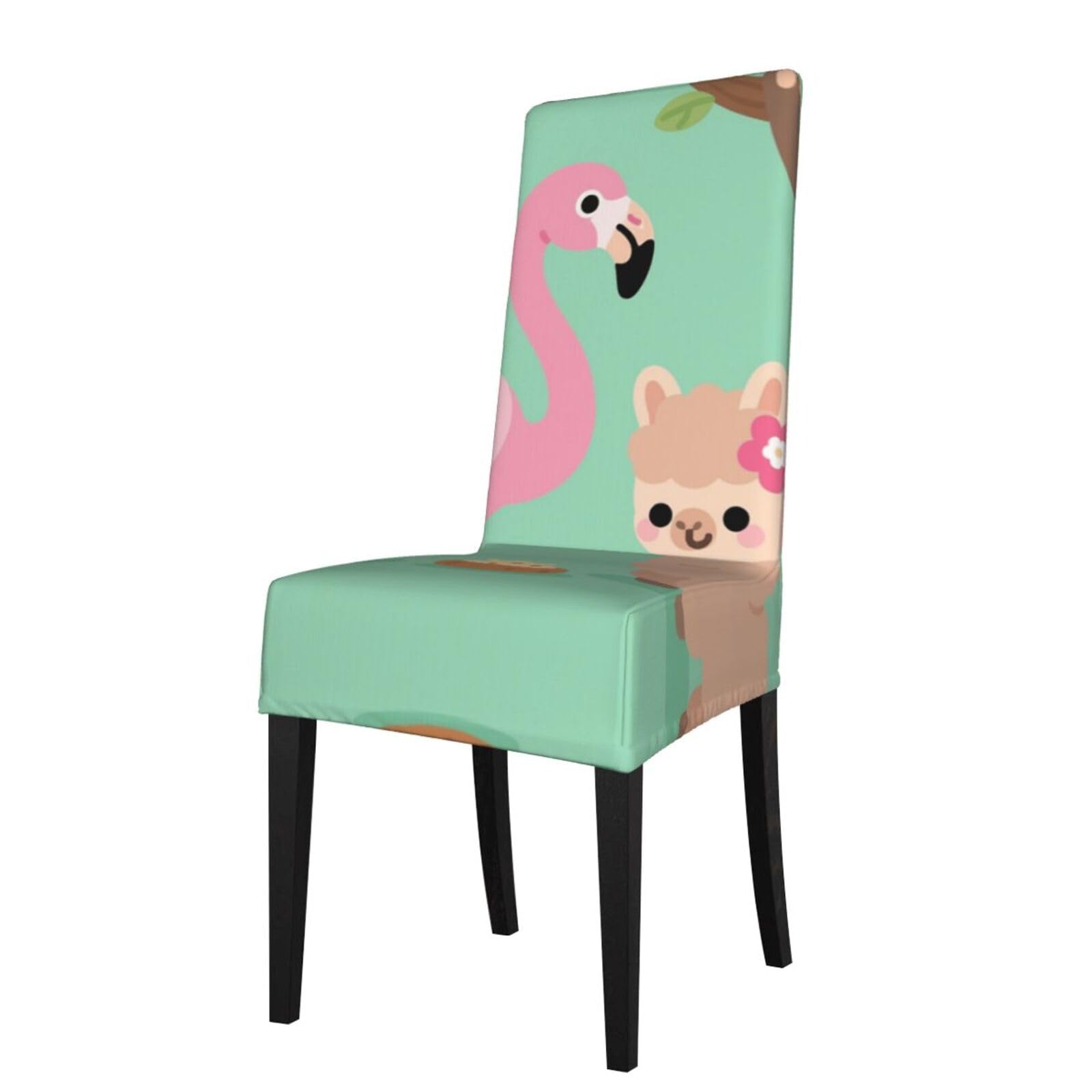 Fodpand Black Llama Sloth Flamingo Dining Room Chair Cover Stretch Parsons Chair Slipcovers Removable Washable Chair Protectors Cover High Elastic Seat Protector For Home,Kitchen, Hotel, Banquet