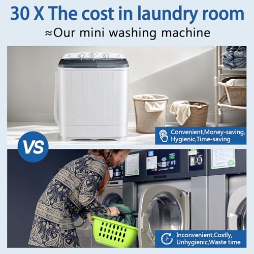 Image of DOGHLY 22lbs Portable Washing Machine, Washer with Drying Rack & 10 Hangers