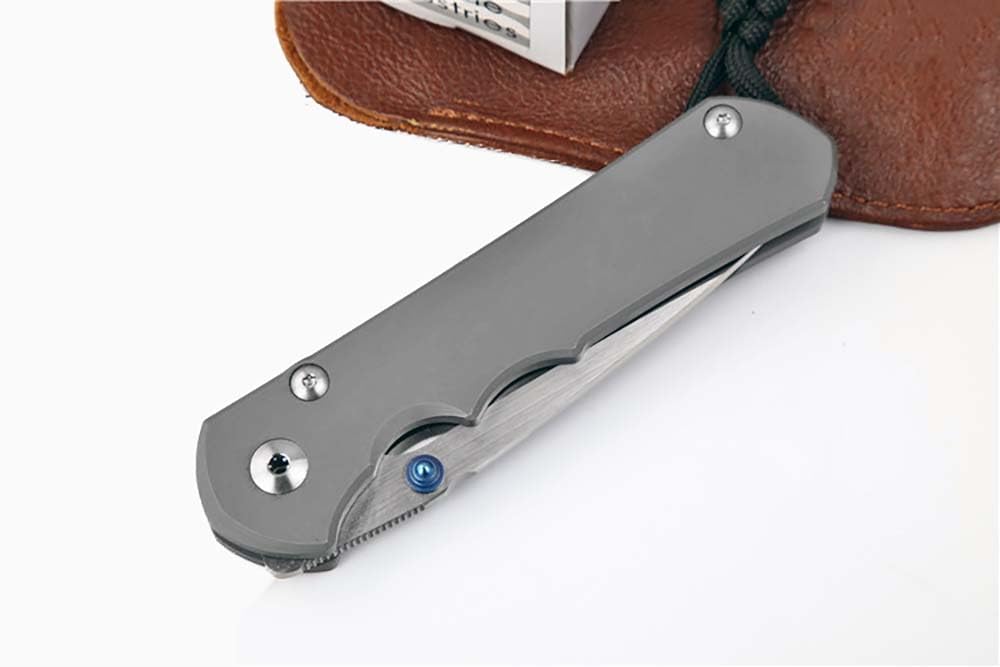 Klappmesser 8.3" Taschenmesser Hochwertig Aus Edelstahl S35VN & Titan, Outdoor Survival Messer Camper Jagdmesser, Scharfes Einhandmesser, Flipper Praktisch Messer EDC mit Taschenclip, Leder Scheide