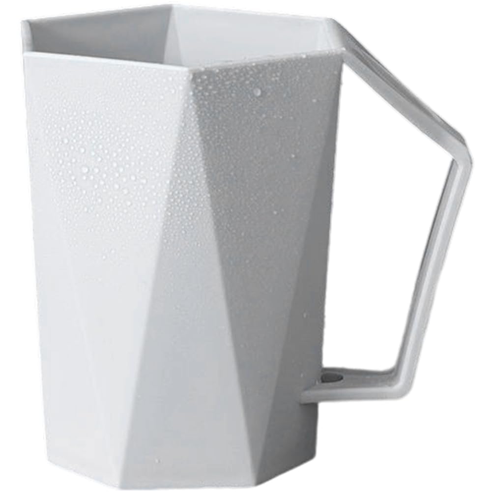 Hotaden 1pc Geometry Tooth Cup Mouthwash Cup with Handle Novelty Cup Personality Milk Juice Lemon Mug Coffee Tea Reusable Plastic Cup Anti-slip Water Tumbler
