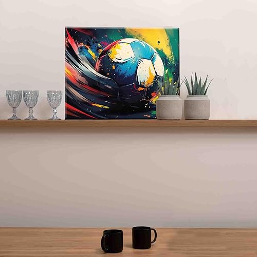 Miniatura 3 de Pintura por números para adultos, fútbol rústico, pintura acrílica de acuarela por números para niños principiantes, pintura abstracta colorida para