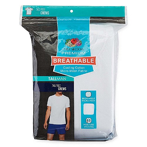 Fruit of the Loom Men's 2pk Breathable Cotton Micro-mesh Crew2