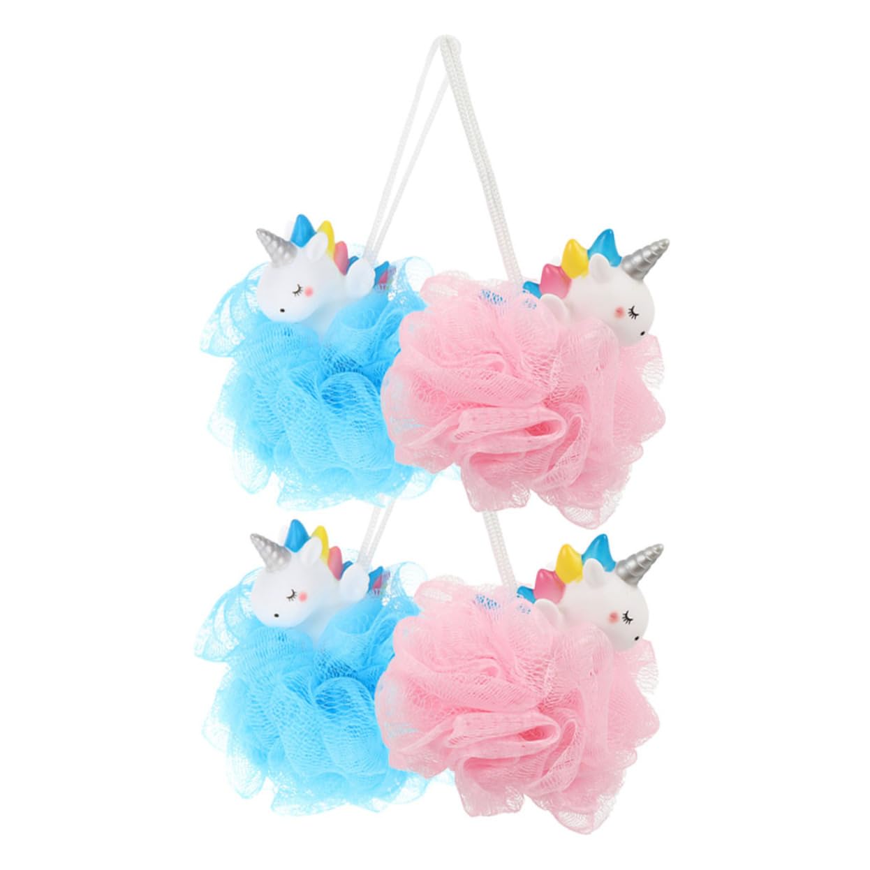 ARTSEWPLY 4Pcs Unicorn Shower Loofahs for Soft Pe Mesh Bath Sponges Gentle Body Scrubbers for Exfoliation and Massage Fun Bath Accessories for Boys